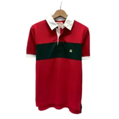 Brooks Brothers　ラガーシャツ　半袖　シャツ　トップス　ハーフボタン　ボーダー　1818　ワンポイント　ブランドロゴ　刺しゅう　古着　/0113