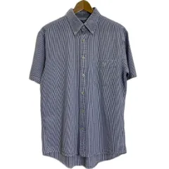 CHAPS RALPH LAUREN　ストライプシャツ　90s vintage　90年代　半袖　シャツ　トップス　ボタンダウン　シアサッカー　胸ポケット　ワンポイント　ブランドロゴ　刺しゅう　日登美社　古着　/1123