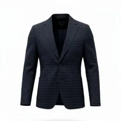 45c6 【美品】T-JACKET ティージャケット テーラードジャケット ブレザー 格子柄 チェック柄 51G419J Lサイズ ネイビー メンズ 男性用u02tのサムネイル