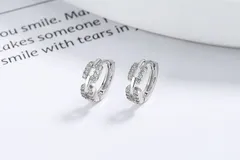 チェーンモチーフ フープピアス ラインストーン ピアス 両耳用 シンプル カジュアル ストリート系 上品 デイリーコーデ ユニセックス お揃い 韓国風