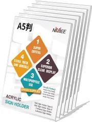 【NIUBEE】L字アクリルフォトフレーム 写真立て 片面用 サインスタンド スタンドタイプ 飲食店のPOP広告メニュー、オフィスもの紙、家族のポスター展示 卓上用 透明 (6本セット A5判)