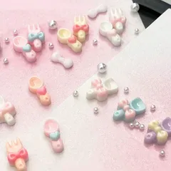 No.484 デコパーツ スプーン＆フォーク 50個セット ランダム パステル ネイル 粘土 レジン