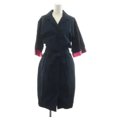 ディーゼル DIESEL シャツワンピース ロング 半袖 XS 紺 ネイビー ピンク /RR