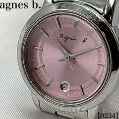 稼働品 Working item アニエスベー agnes b. 腕時計 レディース Ladies クォーツ Quartz VJ12-0040 アナログ デイト 日付表示 ピンク 文字盤 シルバー ケース ステンレス　0234のサムネイル