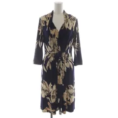 エジェリ EGERIE ワンピース 七分袖 ひざ丈 花柄 紺 ネイビー 04018441 /RR