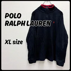 POLO RALPH LAUREN トップス ハーフジップ ブラック レッド メンズ 古着 XLサイズ ポロラルフローレン