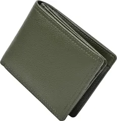 LAZZARO 財布 メンズ 2つ折り財布 本革 カード15枚収納 小銭入れ 折りたたみ スキミング防止 コンパクト 軽量 レザー シンプル ギフトボックス入り (グリーン)