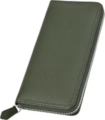 LAZZARO 財布 メンズ 長財布 本革 ラウンドファスナー コンパクト スキミング防止 軽量 レザー シンプル ギフトボックス入り (グリーン)