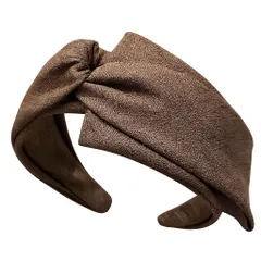 カチューシャ レディース ヘアアクセサリー リボン 髪留め 太め 痛くない ヘアバンド レディース おしゃれ 大人 幅広 リボン付き 可愛い かわいい シンプル 大きめ 無地 女性 人気 黒 茶色 カーキ (ブラウン) [ブラウン]