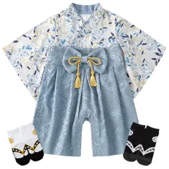 [Comfort U] ベビー服 男の子 袴 ロンパース ベビー 新生児 着物 袴カバーオール 子供服 袴セット 和装 和服ロンパース 赤ちゃん フォーマル お食い始め お宮参り 初節句 春夏秋冬 靴下付き 70 80 90☆彡 524c1f66