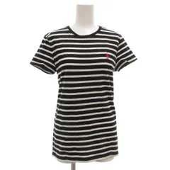 ポロ ラルフローレン POLO RALPH LAUREN Tシャツ カットソー 半袖 M クルーネック ボーダー柄 ポニー刺繍 黒 ブラック 白 ホワイト /GV