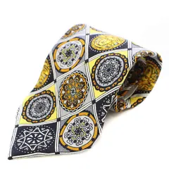 ジャンニヴェルサーチ ヴェルサーチェ GIANNI VERSACE ネクタイ レギュラータイ 総柄 シルク 黒 ブラック グレー /UY6 ■GY09
