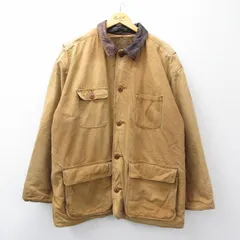 XL/古着 ジェイクルー 長袖 ハンティング ジャケット メンズ 90年代 90s 襟レザー ダック地 大きいサイズ ロング丈 コットン 茶 内側ウール【spe】 26jan19のサムネイル