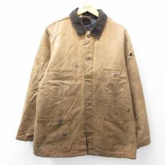 XL/古着 ディッキーズ 長袖 カバーオール メンズ 90年代 90s 襟コーデュロイ ダック地 茶 内側ブランケット 26jan19