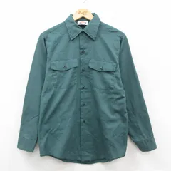 M/古着 ディッキーズ 長袖 ワーク シャツ メンズ 90年代 90s USA製 緑 26jan19