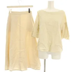 スローブ イエナ SLOBE IENA  セットアップ 上下 ブラウス シャツ プルオーバー 五分袖 フレアスカート ロング ミモレ 麻 リネン 38 アイボリー /HN