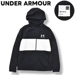 アンダーアーマー UNDER ARMOUR フーデット ウィンド ジャケット ジップ パーカー ジャンパー 裏地 メッシュ ロゴ プリント M ブラック x ホワイト スポーツ カジュアル ウェア メンズ