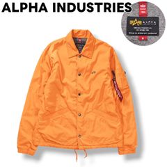 [클래식] 알파 인더스트리 ALPHA INDUSTRIES 로고 프린트 코치 재킷 윈드 브레이커 점퍼 라벨 부속 M 오렌지 x 그레이 스트리트 밀리터리 캐주얼 웨어 맨즈