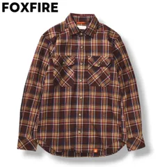 【定番】 フォックスファイヤー FOXFIRE 長袖 ネルシャツ ダブルポケット ラウンドヘム S チェック柄 ブラウン アウトドア カジュアル ウェア タウンユース レジャー メンズのサムネイル