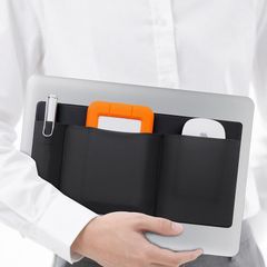 【新品】 Lacdo 3ポケットマウスホルダー 用 ノートパソコン用貼り付け式外付けハードドライブSSDホルダー、ノートパソコン用貼り付け式ポーチオーガナイザー接着式ポケット収納スリーブ（マウス/HDD/SSD/ケーブル用）、コンピュータアクセサリー、ブラ 1