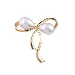 ブローチ おしゃれ コサージュ 結婚式 フォーマル お洒落 パール ピンブローチ 可愛い かわいい 金 銀 卒業式 スーツ 母 入学式 入園式 卒園式 親族 レディース 御洒落 (リボン, ゴールド) [ゴールド] [リボン]