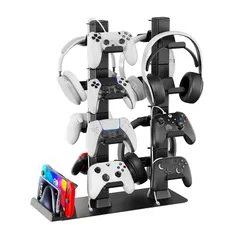 【新品】 コントローラー ヘッドセット スタンド 16個収納 PS5/PS4/Switch Pro/Xbox Series/Xbox One対応 スマホ/Switch本体/PS Portal/ケーブル収納 卓上 コントローラー収納 組立式 組み立て簡単 省 0