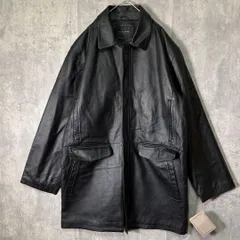 Dead stock genuine leather overcoat black デッドストック レザー ステンカラーコート 黒 本革 比翼