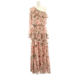 エイチ&エム H&M × johanna ortiz ワンピース マキシ ロング 花柄 プリント 長袖 アシンメトリー フリル 36 ピンク /HN