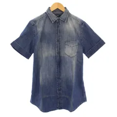 ディーゼル DIESEL デニムシャツ カジュアル 半袖 レギュラーカラー 無地 ワンカラー M 青 ブルー /BB