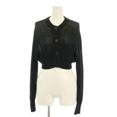 マルティニーク martinique ニットカーディガン 長袖 クルーネック ショート丈 麻 リネン ワンカラー F 黒 ブラック /BB