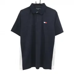 【超美品】トミーヒルフィガー 半袖ポロシャツ ネイビー 総柄地模様 メンズ XL ゴルフウェア Tommy Hilfiger Golf