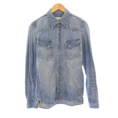 レミレリーフ REMI RELIEF ウエスタンシャツ デニム カジュアル 長袖 レギュラーカラー USED加工 S 青 ブルー /BB