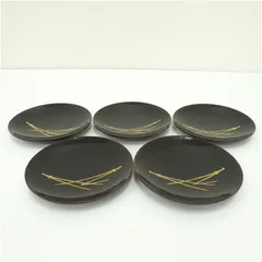 漆塗松葉蒔絵銘々皿5客  茶器 菓子器 おしゃれ 和菓子 干菓子 主菓子 茶道 茶道具 お茶 小皿 骨董 茶会 抹茶 プレート