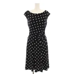 ローレンラルフローレン LAUREN RALPH LAUREN ワンピース ひざ丈 ドット ノースリーブ 2 黒 白 /YM