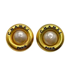 シャネル CHANEL ロゴサークルイヤリング95P ゴールド×パール メタル アクセサリー