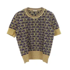 ボッテガヴェネタ BOTTEGA VENETA ニット イエロー/パープル ウール レーヨン 半袖ニット レディース Used Aのサムネイル