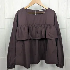 テチチテラス   Te chichi TERRASSE　ティアードブラウス  胸元フリル　ブラウン　Fサイズ