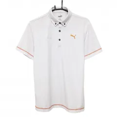 【美品】プーマ 半袖ポロシャツ 白×オレンジ 胸元ロゴ  メンズ M ゴルフウェア PUMA