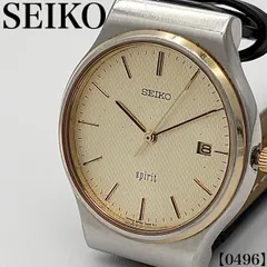 稼働品 Working item セイコー SEIKO スピリット SPIRIT 腕時計 メンズ Men's クォーツ Quartz 5P32-7A10 アナログ デイト アイボリー 文字盤 シルバー ケース 0496