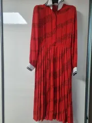 レッド プリーツ Long ワンピース55 特A