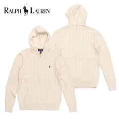 ポロ ラルフローレン 【POLO RALPH LAUREN】ボーイズ モデル ニットフルジップパーカー フーディー セーター クリーム ポニー メンズ レディース ケーブルニット