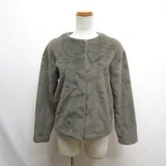 ユニクロ UNIQLO 美品 スムースヤーン フリース ノーカラー ジャケット S グレー