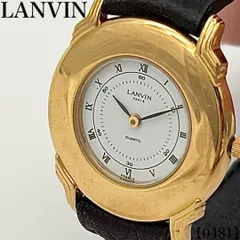 稼働品 Working item ランバン LANVIN 腕時計 レディース Ladies クォーツ Quartz 510429 アナログ ホワイト 文字盤 ゴールド ケース ラウンド フランス製 レザーベルト　0481のサムネイル