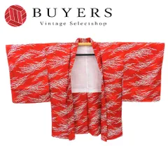 【中古】 羽織 化学繊維 レッド ホワイト シルバー 暈し しつけ糸あり 和装 呉服 和服 きもの レディース 女性