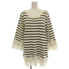 ローズティアラ Rose Tiara ニット ボーダー 花柄 レース セーター 42 白 黒 51131-702 /☆G