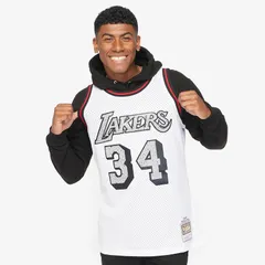 【送料無料・匿名配送】M&N NBA レイカーズ シャック 公式 1996 セメント ジャージ 白 新品 正規品