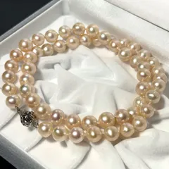 テリ良好✨ 本真珠 7.7-8.4mm ネックレス ピンク 47cm