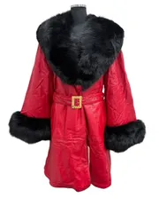 VINTAGE ANNA PRANDINA レザーコート フォックス レッド 40サイズ イタリア製 昭和レトロ ヴィンテージ 長期保管品    H7-10-23