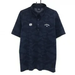 【超美品】キャロウェイ 半袖ポロシャツ ネイビー 総柄 ロゴ刺しゅう メンズ 3L ゴルフウェア 大きいサイズ Callaway