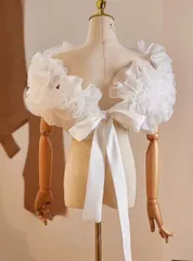 ドレスアレンジ ウェディングボレロ ウエディングボレロ ショール 二の腕カバー 花嫁 結婚式 二次会 披露宴 お色直し 前撮り ホワイト